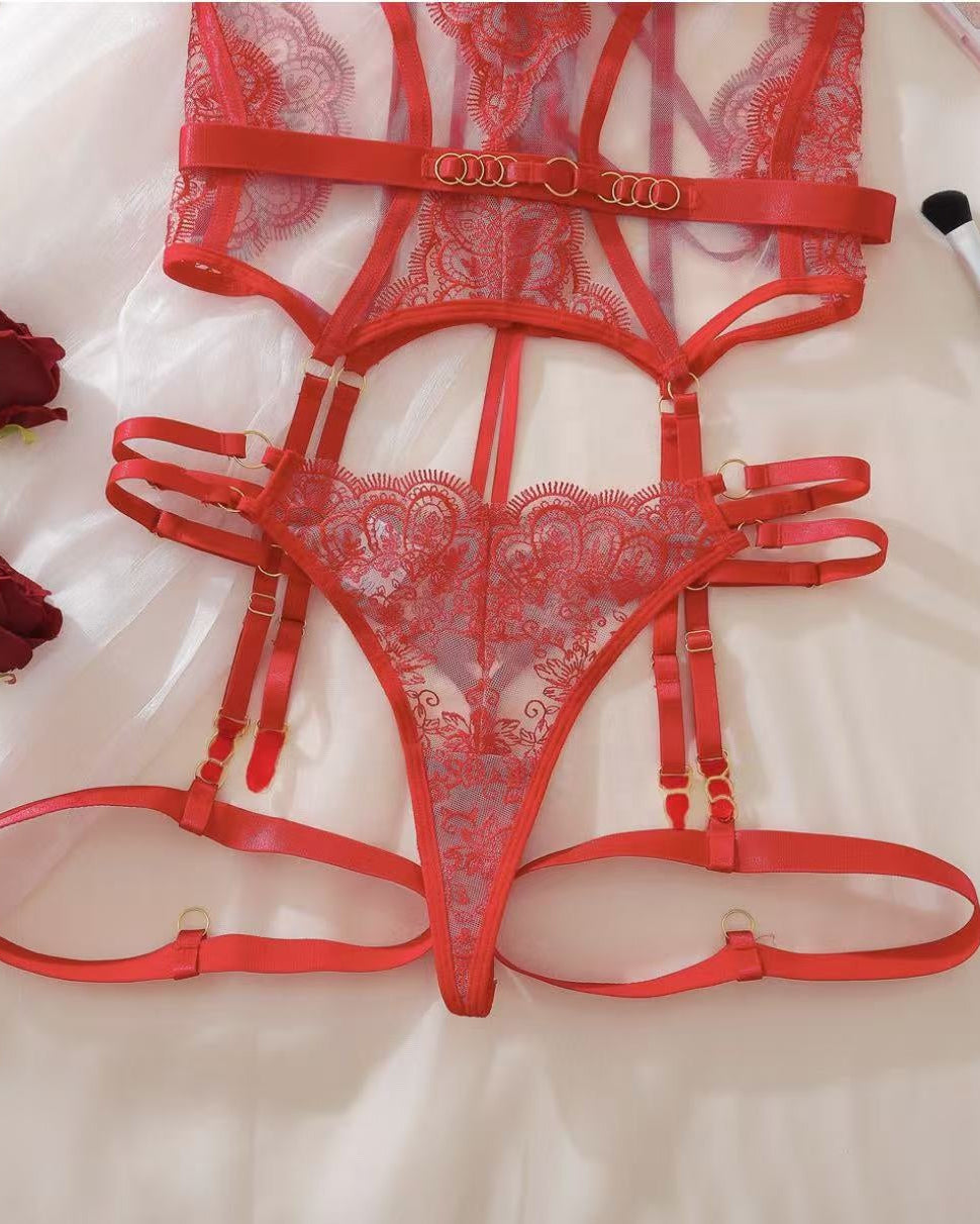 VALENTINA  Lace Basque Lingerie Set